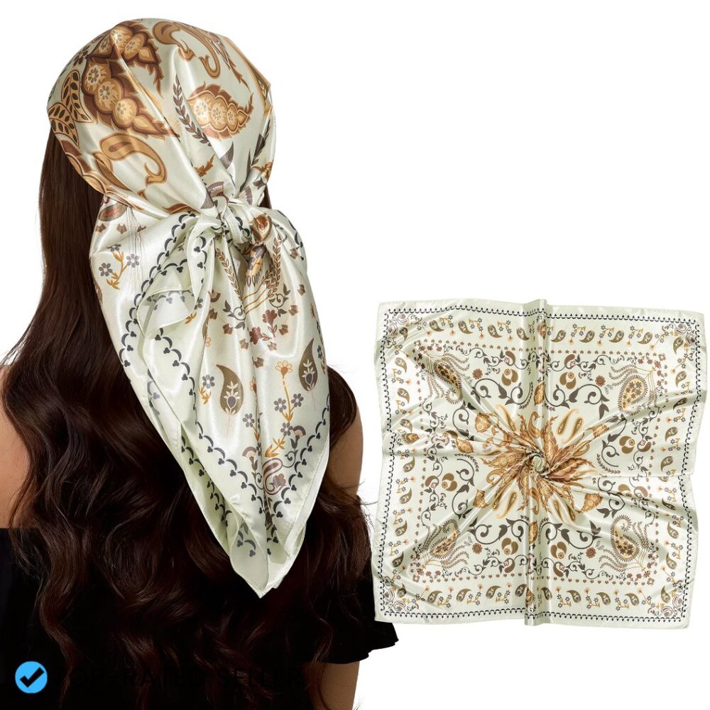 Large Satin Scarf Elegant Chic Fashion Accessory Versatile Styling Boho